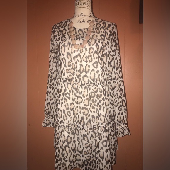 Leopard print ruffle tiered dress by Loft - Picture 2 of 7